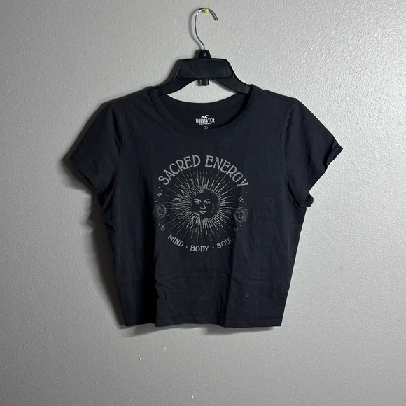 Hollister Women Gray Basic Crop Top Shirt size L - Picture 1 of 6